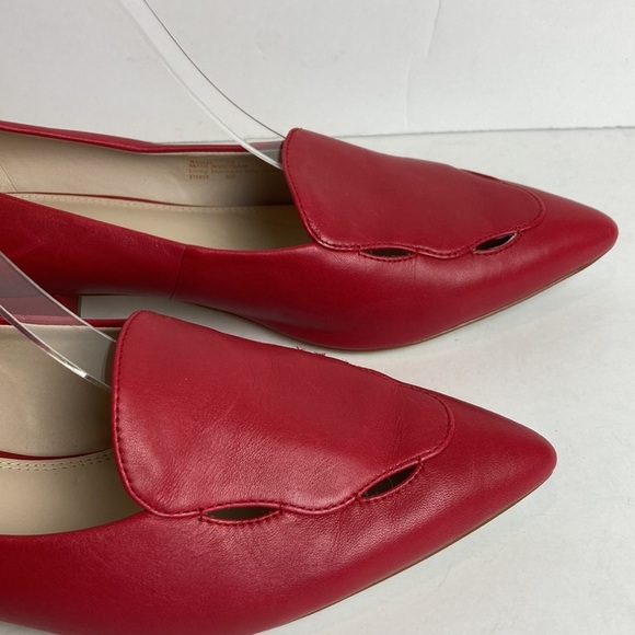 Cole Haan Leah Skimmer Pointed Toe Scallop Cut-outs Flats Sz 11 Tango Red Office - Picture 6 of 16